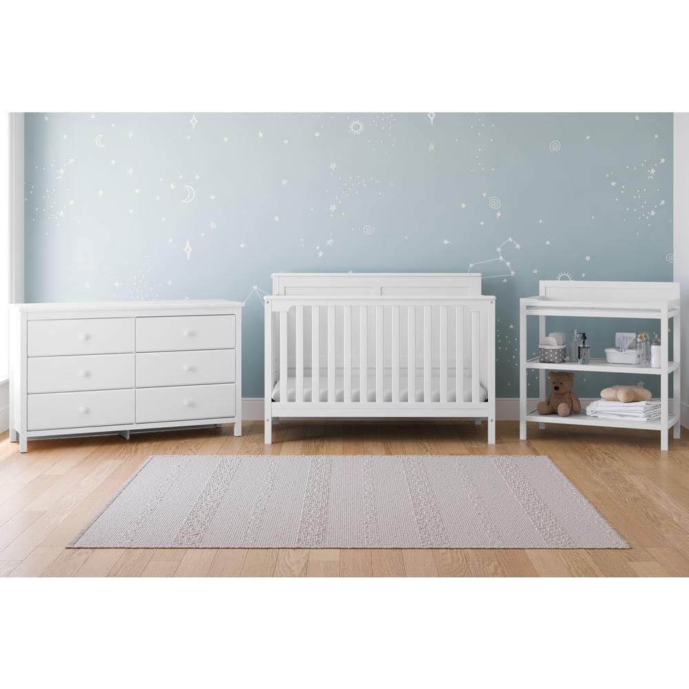 White Modern GREENGUARD Certified Changing Table with Drawers