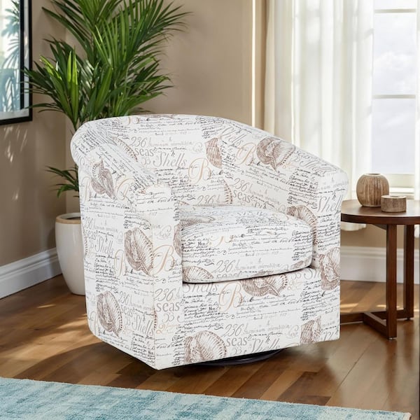 Lonnie Sea Swirl Beige Polyester Club Chair with Swivel