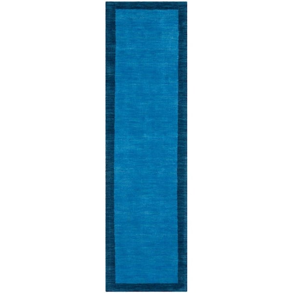 SAFAVIEH Himalaya Light Blue/Dark Blue 2 ft. x 12 ft. Border Runner Rug