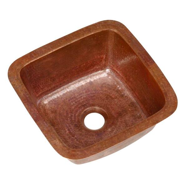 SINKOLOGY Pollock Undermount Handmade Pure Solid Copper 12 in. 0-Hole Bar Prep Copper Sink in Fired Natural Copper