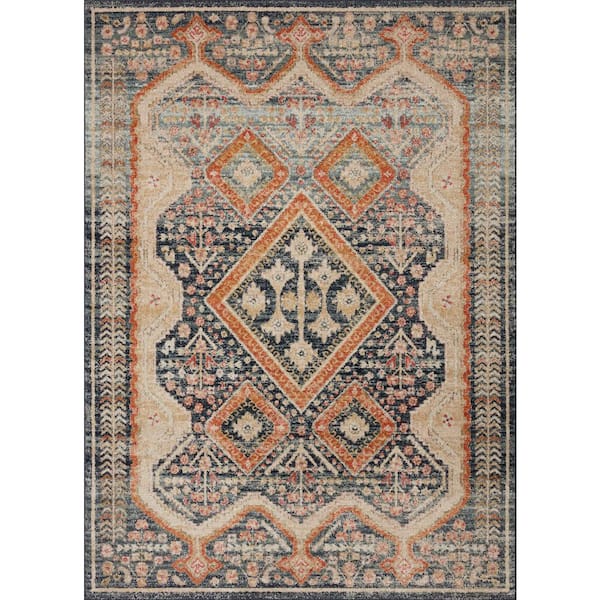 LOLOI II Jocelyn Navy/Multi 5 ft. 5 in. x 7 ft. 6 in. Transitional 100% Polypropylene Pile Area Rug