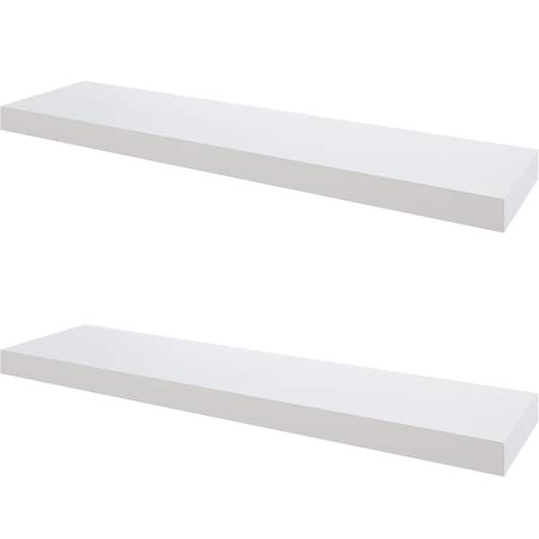35 in. W x 7 in. D White Floating Shelves Decorative Wall Shelf Invisible Brackets (Set of 2)