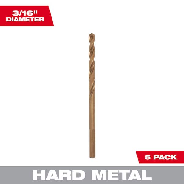 Milwaukee 3/16 in. Cobalt Red Helix Twist Drill Bit (5-Pack)