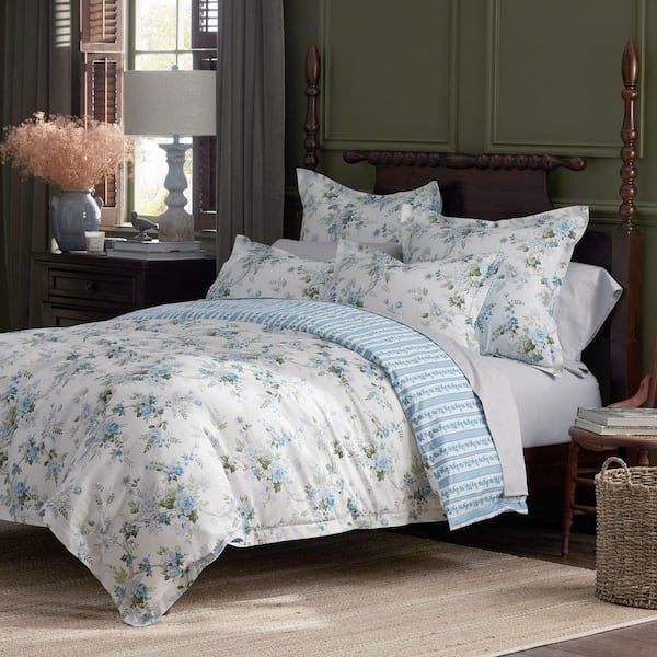 Legends Hotel Manor Floral Blue Sateen King Pillowcase (Set of 2)