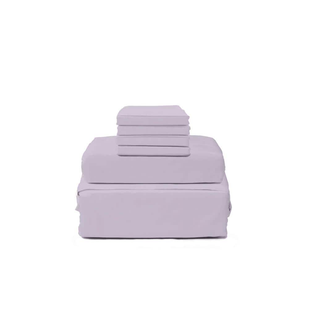 Lintex Hotel 1800Thread Count Lilac Solid Cotton/Polyester Queen Sheet