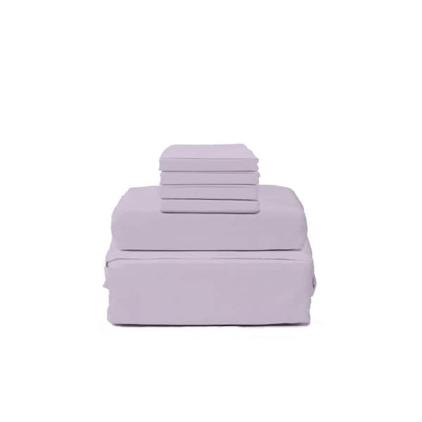 Lintex Hotel 1800-Thread Count 6-Piece Lilac Solid Cotton/Polyester King Sheet Set