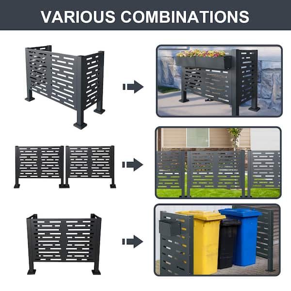 Sudzendf 4 x 2 FT Air Conditioner Fence, Metal Privacy Fence Cover, 3-Fence Panels