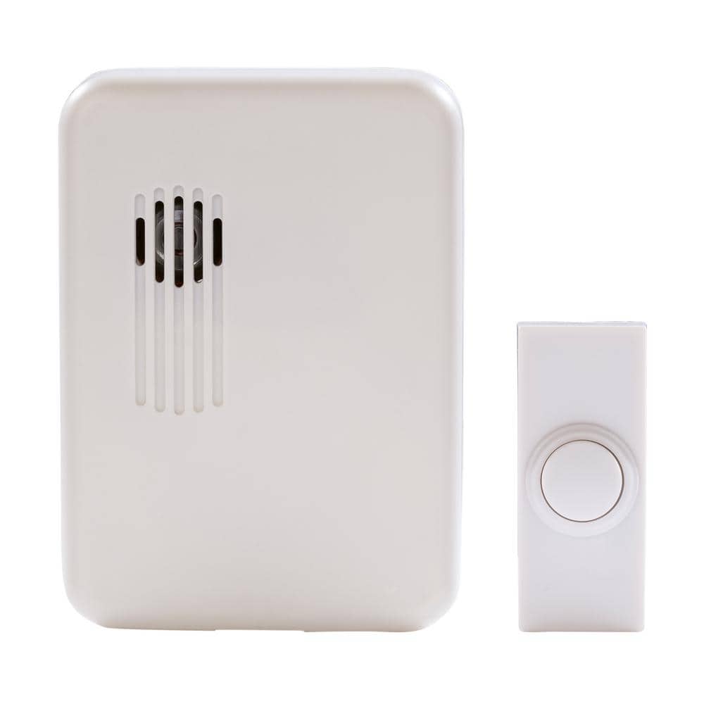 75 dB Wireless Battery Operated Door Bell Kit with 1-Push Button White 2 pack