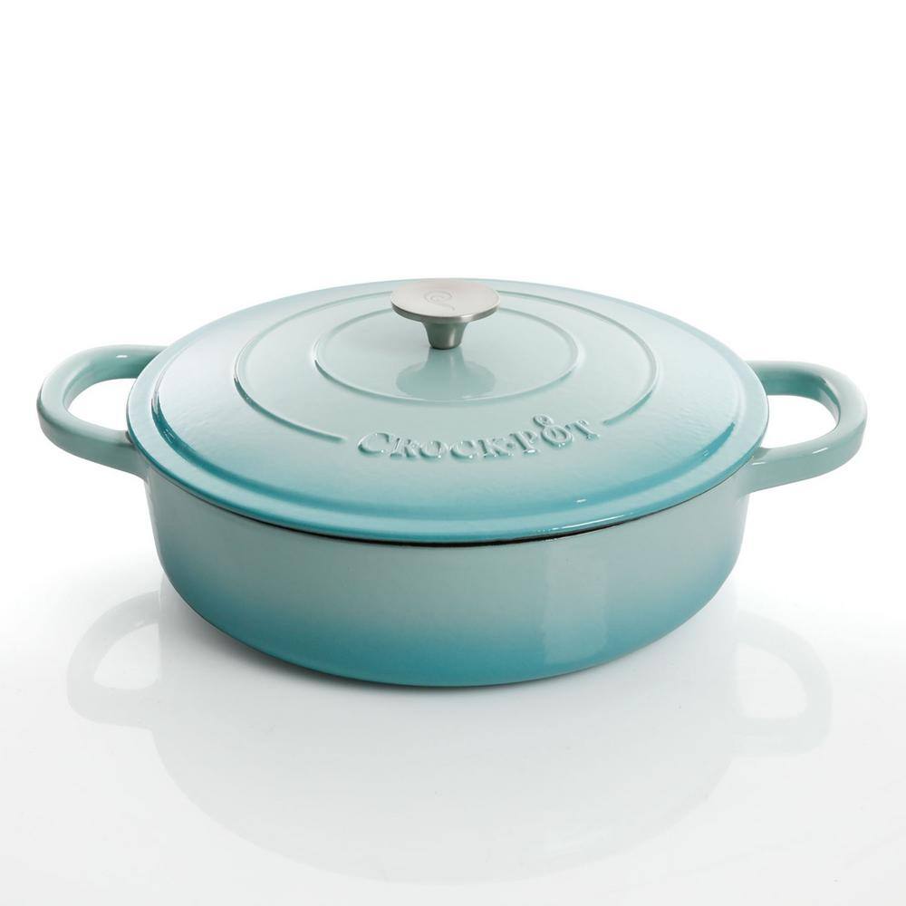 Aqua Blue 5 Quart Enameled Cast Iron Braiser with Lid