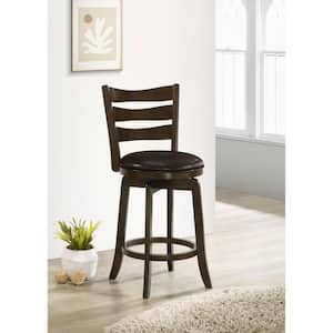 Murphy 26 in. Dark Cherry and Brown Ladder Back Wood Counter Height Swivel Bar Stool