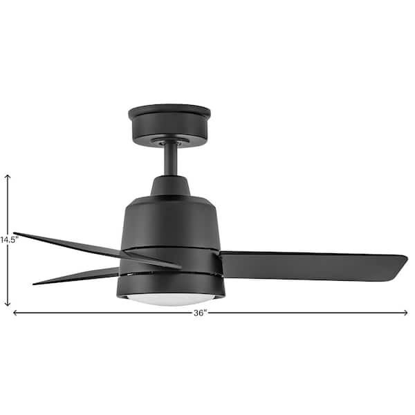 HINKLEY - Chet 36.0 in. Indoor/Outdoor Integrated LED Matte Black Ceiling Fan with Remote Control