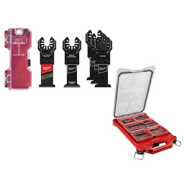 Milwaukee Oscillating Multi-Tool Blade Set with SHOCKWAVE Impact Duty Alloy Steel Screw Driver Bit Set in PACKOUT Case (105-Piece)