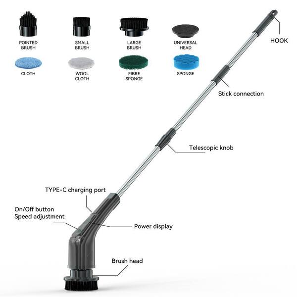 KEROMEE 7 in 1 Electric Spin Scrubber Cordless Cleaning Brush with