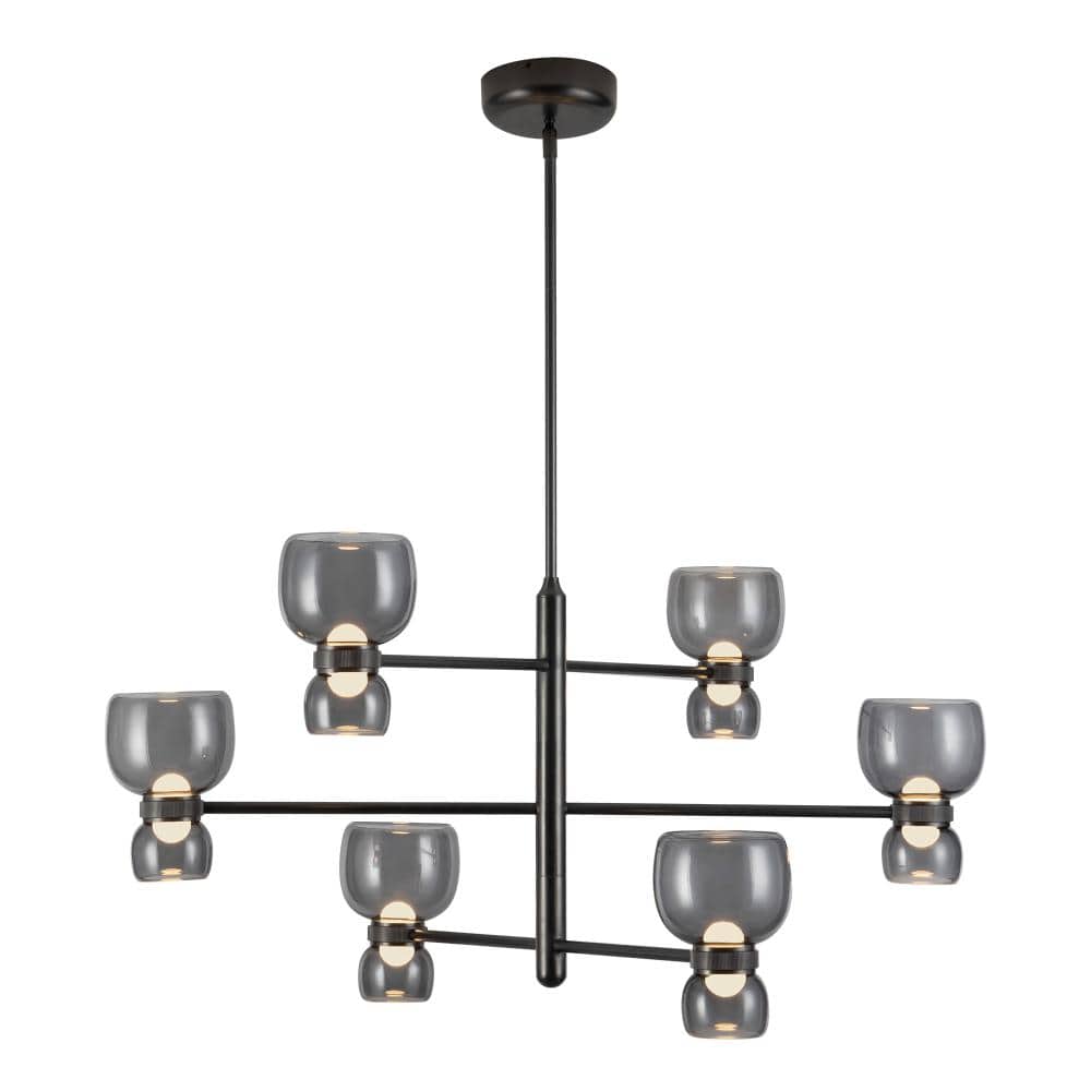 Sutton 36-in Urban Bronze dimmable LED Chandelier with Smoked Glass price history on PriceWatchPro