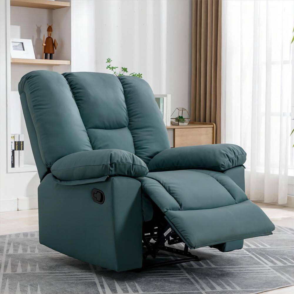 Pinksvdas 37.4 in. Wide Green Big and Tall Manual Recliner for Living Room, 3Position Faux