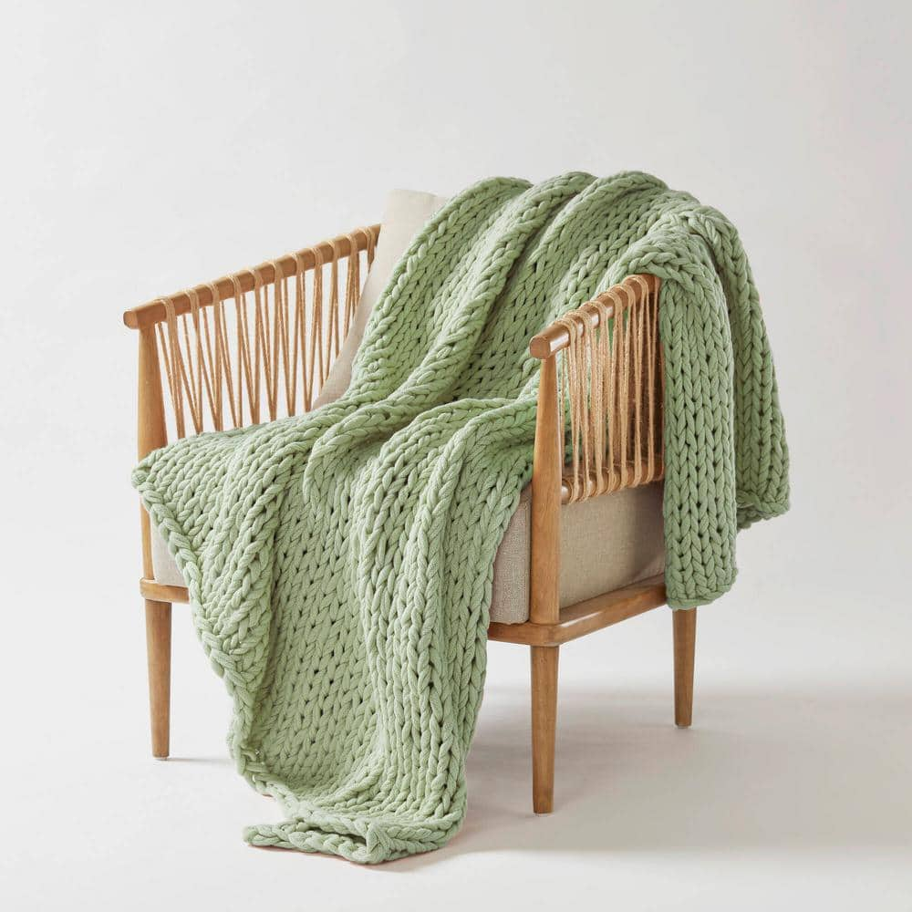 Hotsell Nicole Miller Artelier Cable Knit Throw Blanket Crochet Sage Light Green