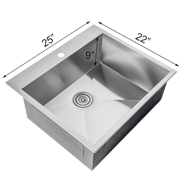 AKDY Handmade Drop-in Stainless Steel 33 in. x 22 in. Single Bowl Kitchen  Sink with Drying Rack KS0101 - The Home Depot