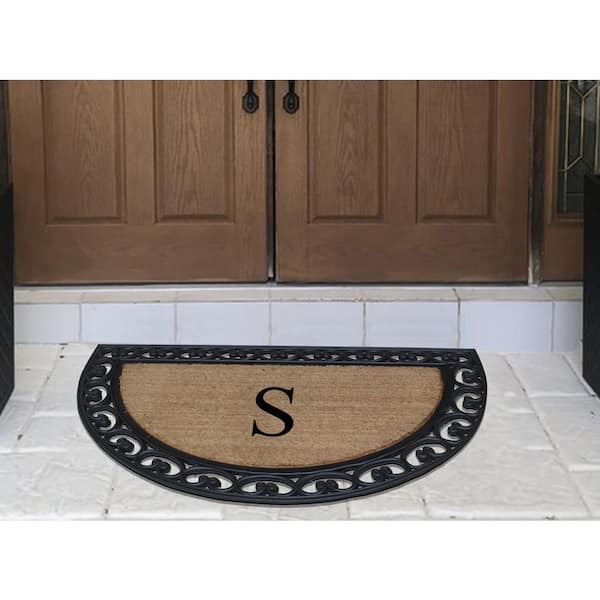 A1 Home Collections A1HC Paisley Black 30 in. x 60 Rubber and Coir  Monogrammed E Durable Outdoor Entrance Door Mat A1HC200113-E - The Home  Depot