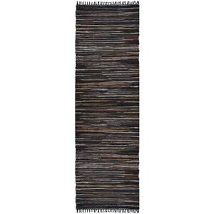 Mixed Brown Leather 2 ft. 6 in. x 12 ft. Runner Rug