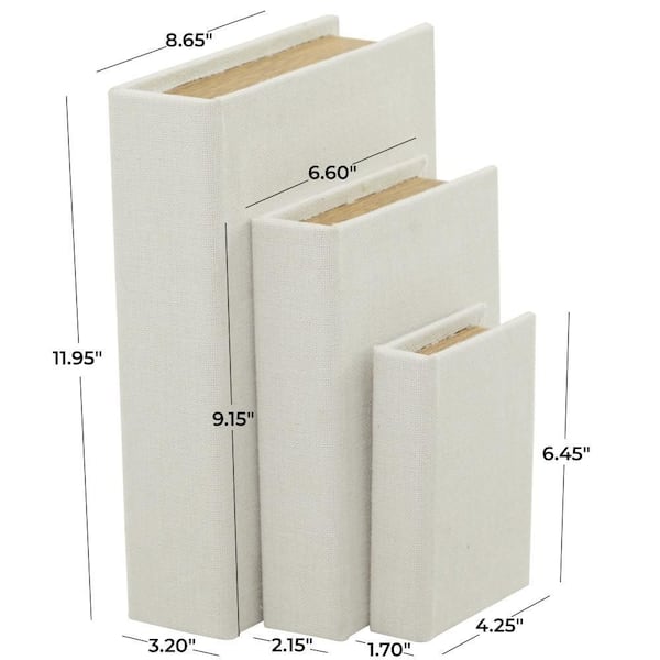 Litton Lane Rectangle Linen Faux Book Box (Set of 3) 042916 - The Home Depot