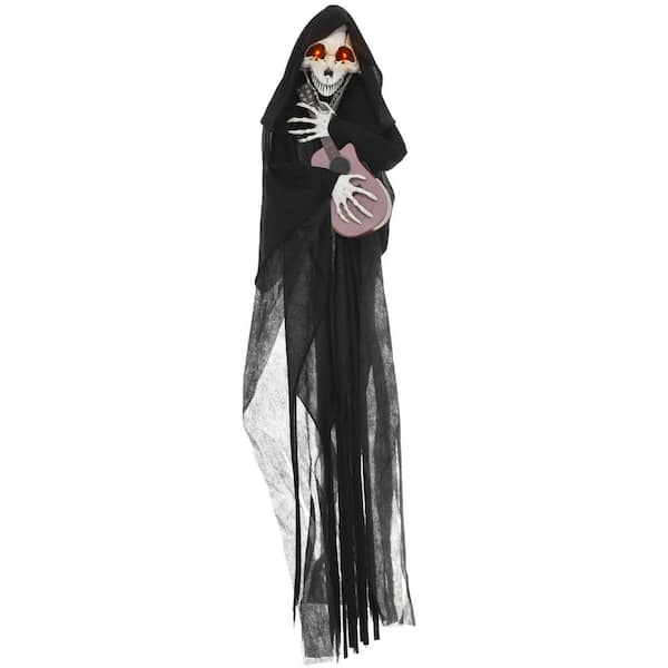4.3 ft. Outdoor Halloween Decoration Animatronic Guitar-playing Grim Reaper, Sound and Motion Activated Animated Prop