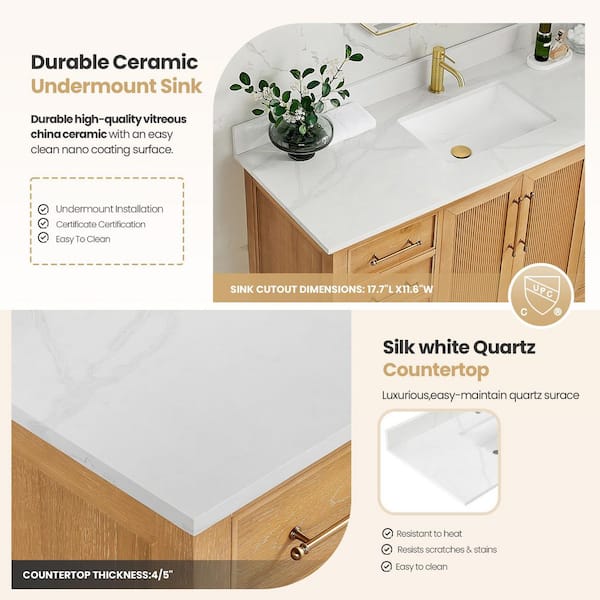 ROSWELL Tokyo 60 in. W. x 22 in. D x 44 in. H Single Bath Vanity