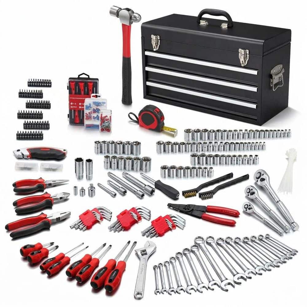 438-Piece Mechanics Tool Set with 3-Drawer Heavy Duty Metal Tool Box Sockets Wrenches Screwdrivers Kit price history on PriceWatchPro