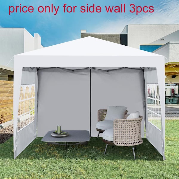 10 ft. x 10 ft. White Outdoor Pop Up Canopy Sidewall with 3-Pack ...