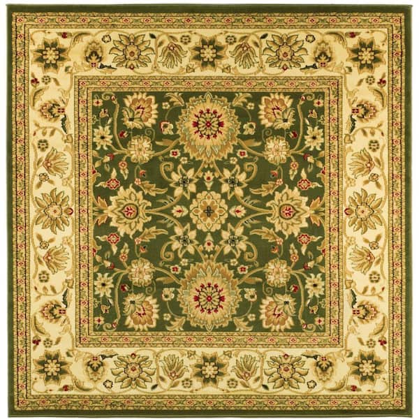 Lyndhurst Sage/Ivory 6 ft. x 6 ft. Square Floral Antique Border Area Rug