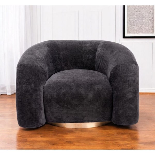 Textured Polyester Wood Arm Chair