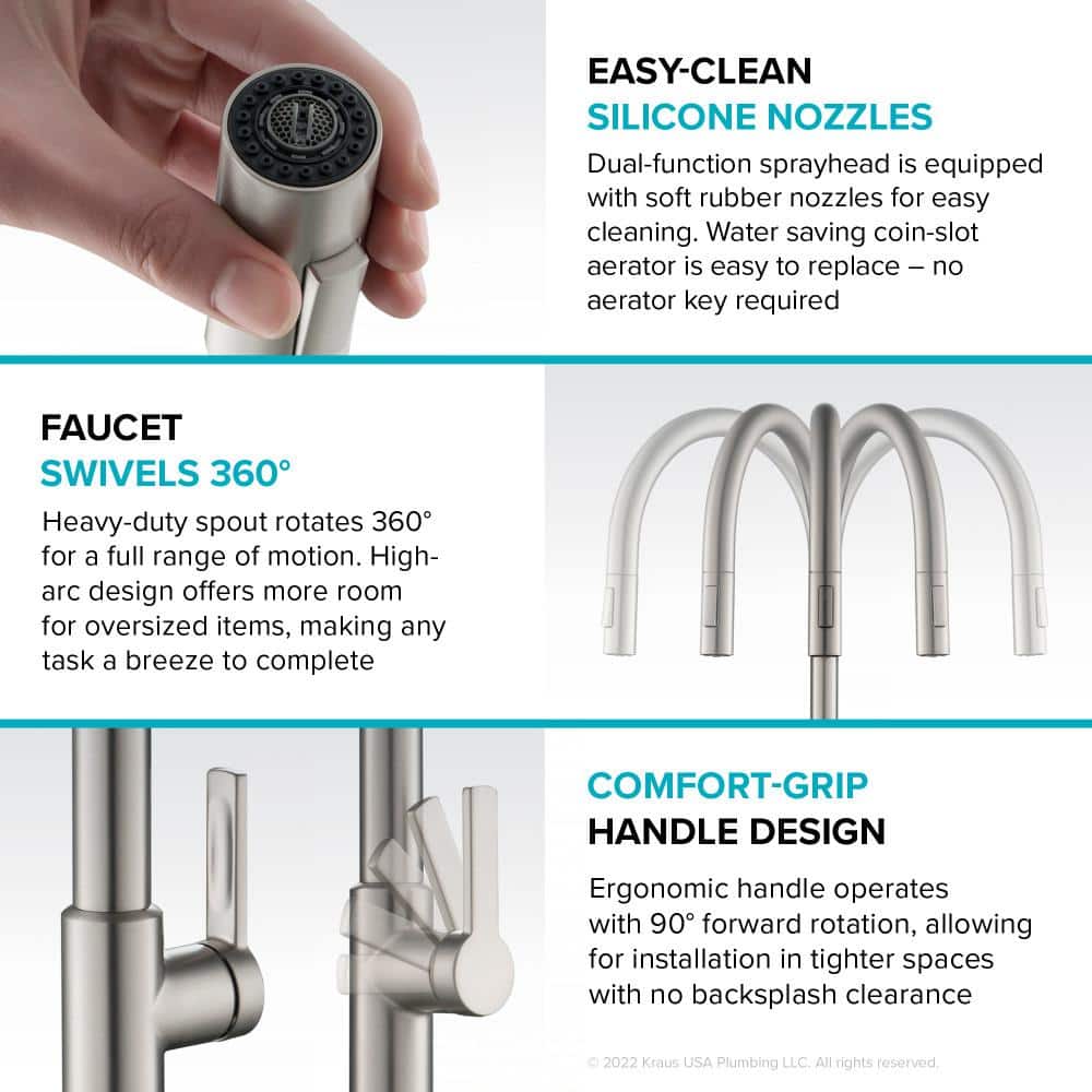 Matte Black Stainless Steel Pull-Down Kitchen Faucet with Spray