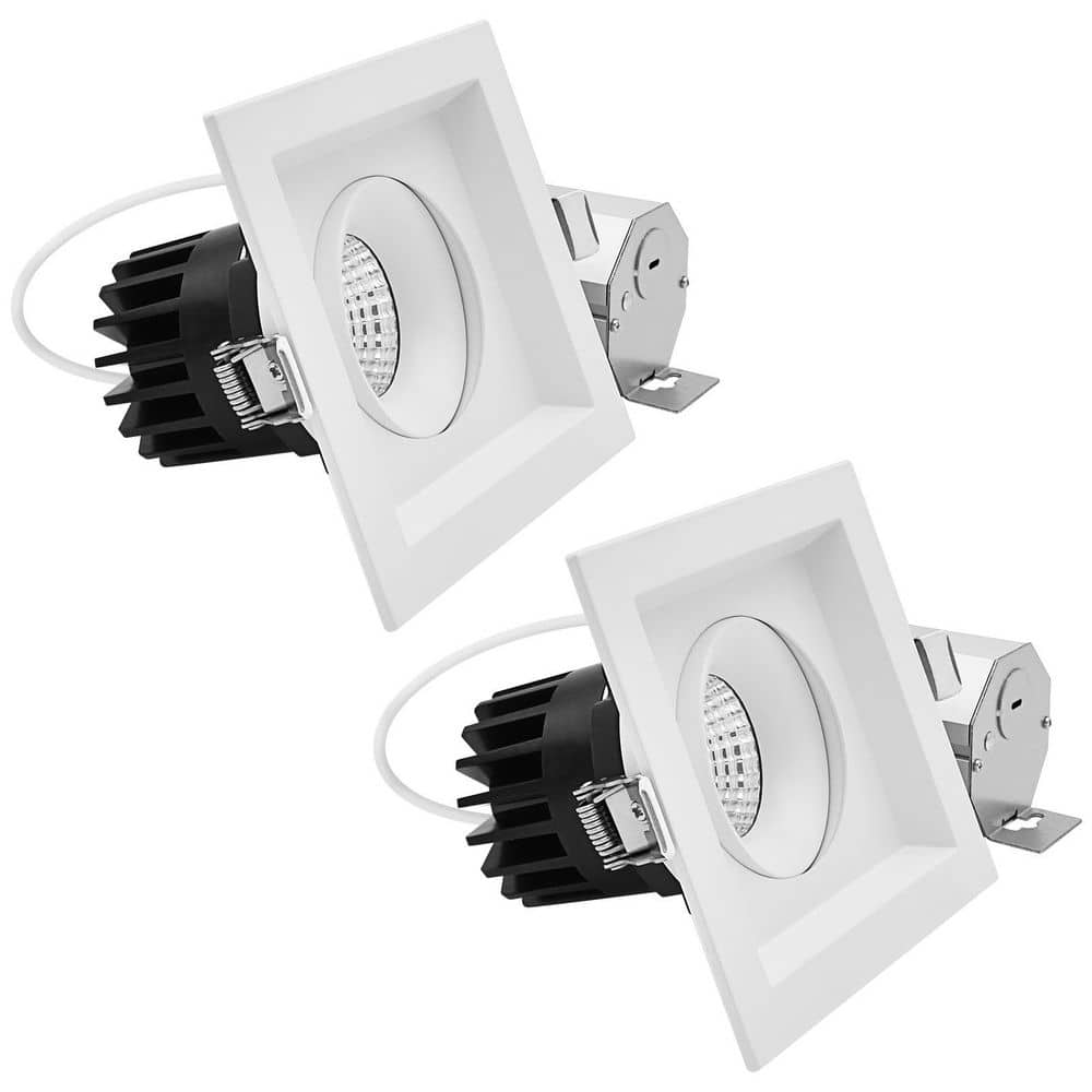 1-Head Integrated LED Square Regressed Gimbal Recessed Light, 360° + 15° Swivel, 5CCT, 15W, 1000LM, Dimmable 2 Pack price history on PriceWatchPro