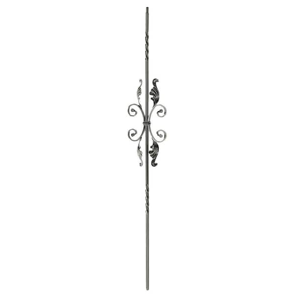 arteferro 44 in. x 6-5/8 in. Leaf Scroll Classic Warm Nickel Powder Coated Wrought Iron Metal Stair Baluster