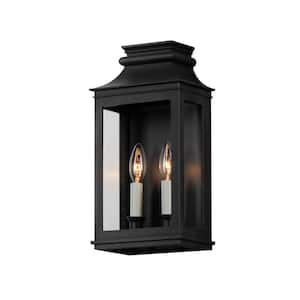 Savannah VX 2-Light Black Outdoor Hardwired Wall Sconce