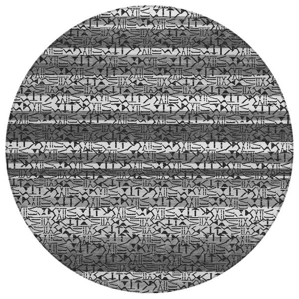 Chantille Machine Washable Indoor/Outdoor Abstract ACN2855 Gray 8 ft. x 8 ft. Round Rug