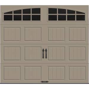 Gallery Steel Short Panel 8 ft x 7 ft Insulated 18.4 R-Value  Sandtone Garage Door with Arch Windows