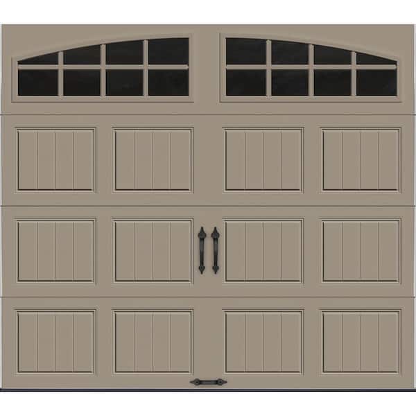 Clopay Gallery Collection 8 ft. x 7 ft. 18.4 R-Value Intellicore Insulated Sandtone Garage Door with Arch Window