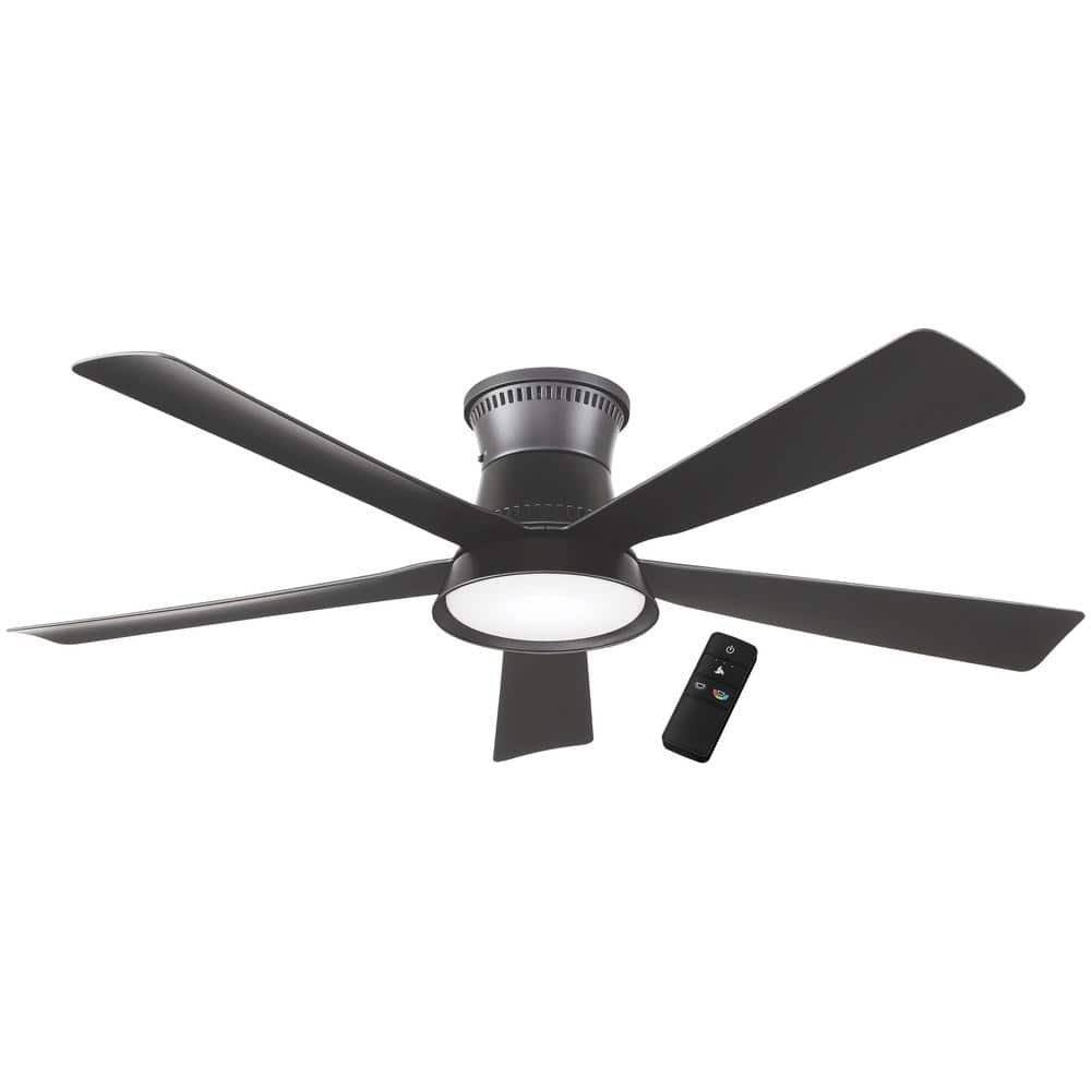 Hampton Bay Hawkspur 52 in. Integrated LED CCT Indoor/Outdoor Matte Black Ceiling Fan with Light and Remote Control