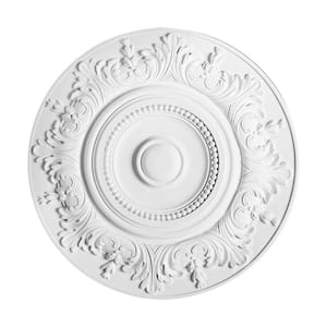18-1/2 in. x 18-1/2 in. x 1-3/8 in. Acanthus and Beads Primed White Polyurethane Ceiling Medallion