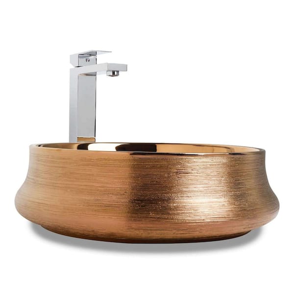 FINE FIXTURES Luxury Bronze Ceramic Round Vessel Sink