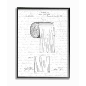 "Toilet Paper Roll Patent Black And White Bathroom Design "Lettered and Lined Framed Abstract Wall Art 14 in. x 11 in.