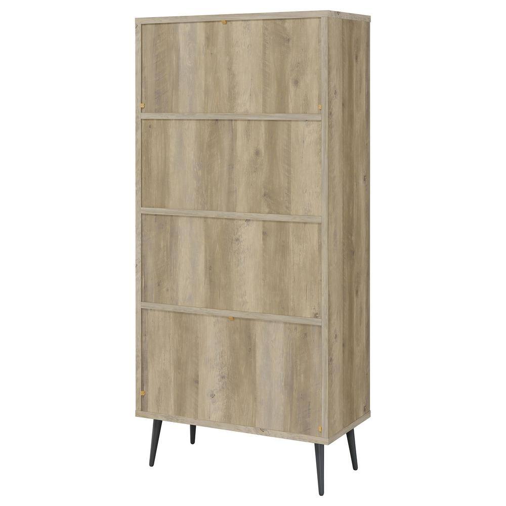 Maeve 70" Mid Century Modern Gray Wood Bookcase with Drawers