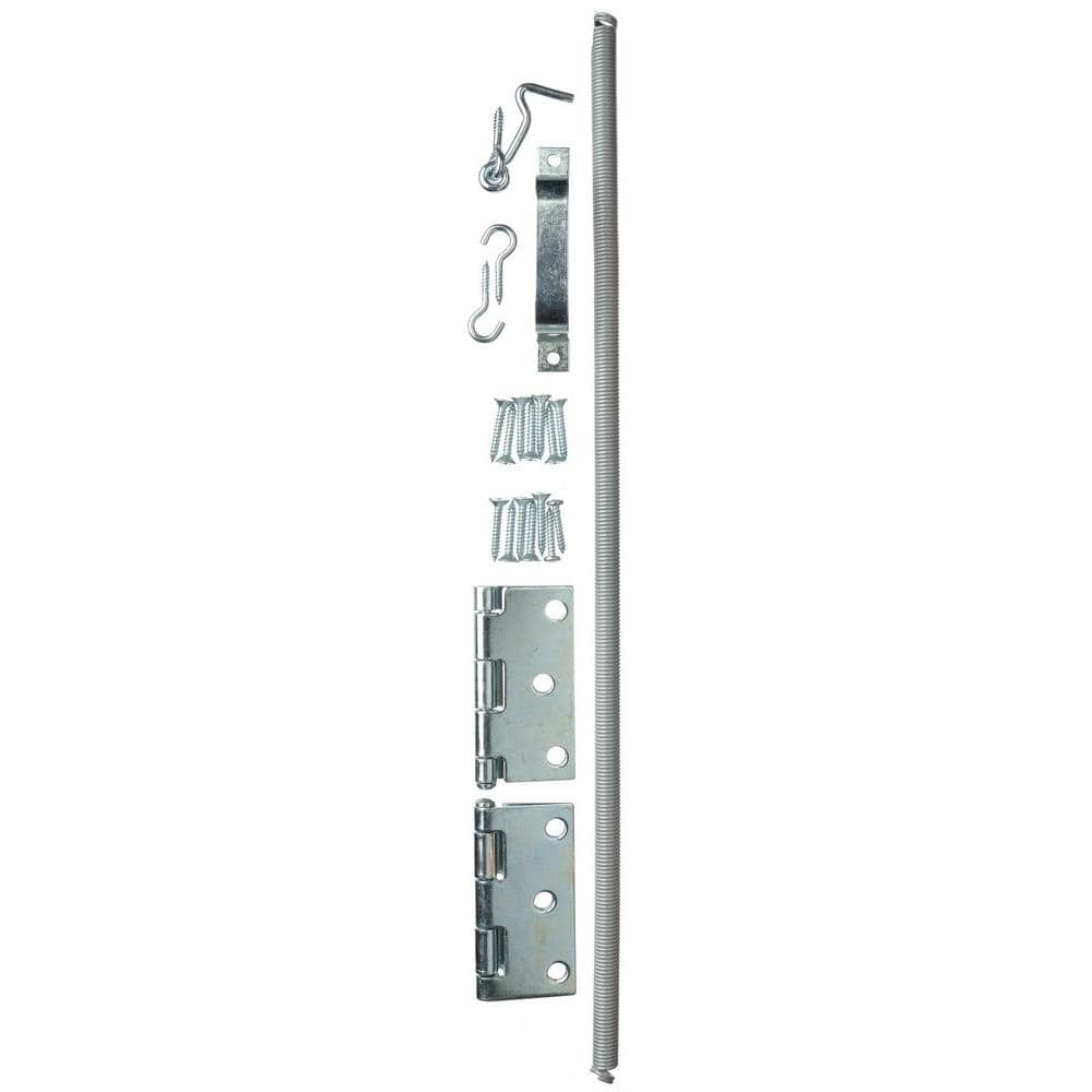 Cadmium Finish Screen Door Hardware Set with Hinges and Spring