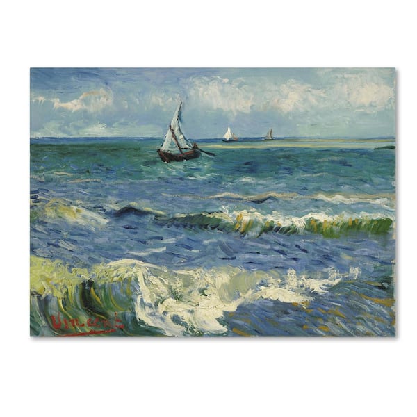 Trademark Fine Art 14 in. x 19 in. Seascape Near Les Saintesmariesdelamer by Van Gogh Floater Frame Travel Wall Art