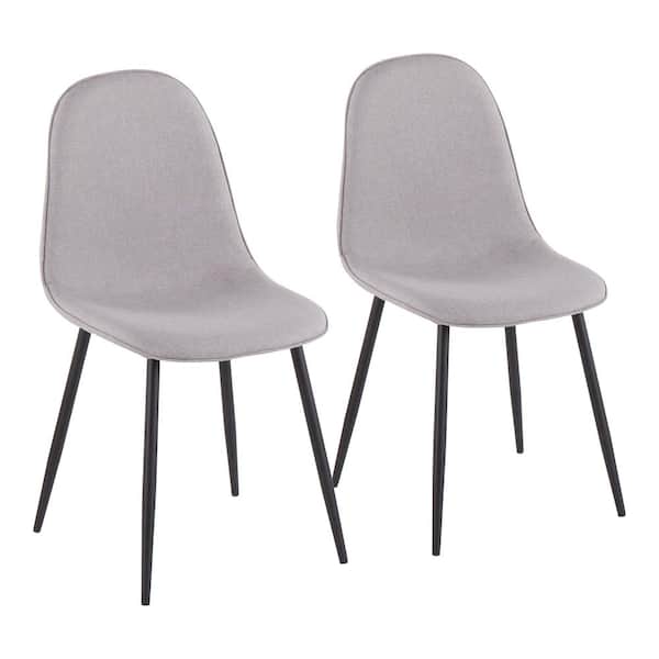Lumisource Pebble Light Grey Fabric and Black Metal Dining Chair (Set of 2)