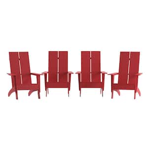 Red Resin Outdoor Lounge Chair (Set of 4)