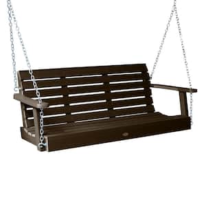 Weatherly 60 in. 2-Person Weathered Acorn Recycled Plastic Porch Swing