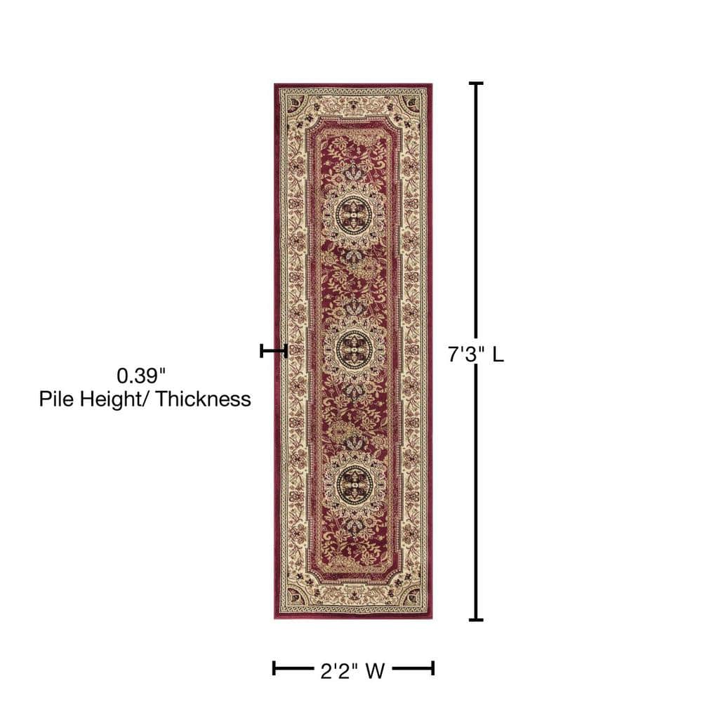 Handmade Look Red Synthetic 2'2" x 7'3" Stain-Resistant Runner Rug