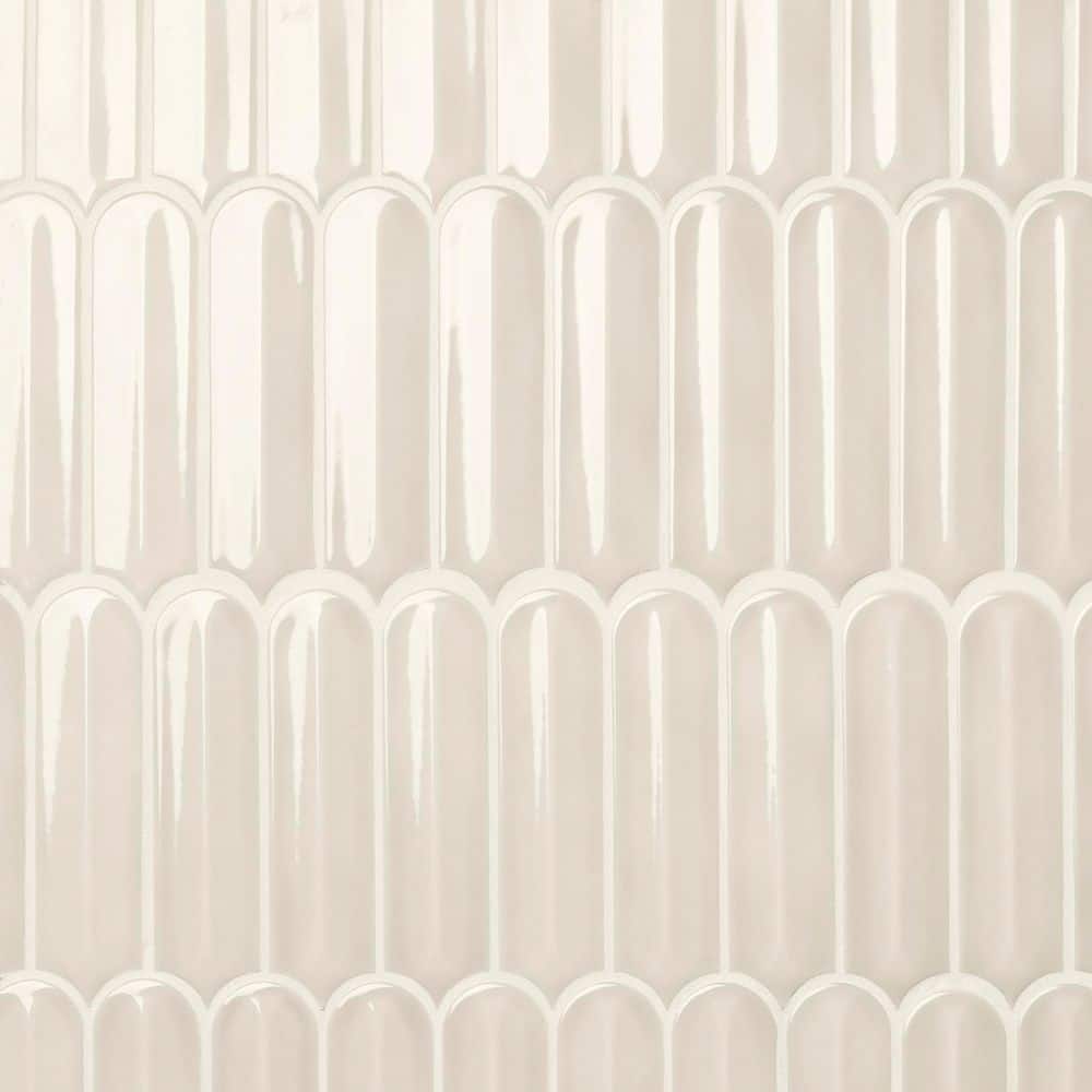 Medley Feather Mushroom Gray 11.41 in. x 12.87 in. Glossy Ceramic Mosaic Wall Tile (1.01 sq. ft./Each) price history on PriceWatchPro
