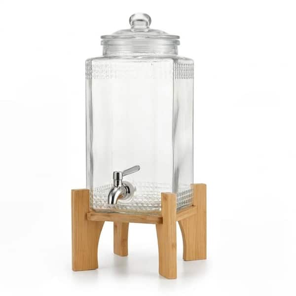 1.5 Gallon Glass Beverage Dispenser with Stand and Stainless Steel Spigot, 2 Pack for Parties and Restaurants